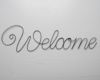 Welcome word in wire, wall decoration, wire writing, message, phrase wire, wire quote, wire sculpture