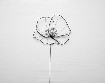 Poppy wire flower annealed wire flower, floral wall decoration, boho nature decoration, bouquet of flowers, gift