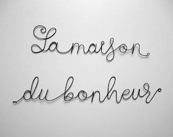 Wire phrase the house of happiness, wire phrase, wire quote wall decoration, customizable gift, wall decoration