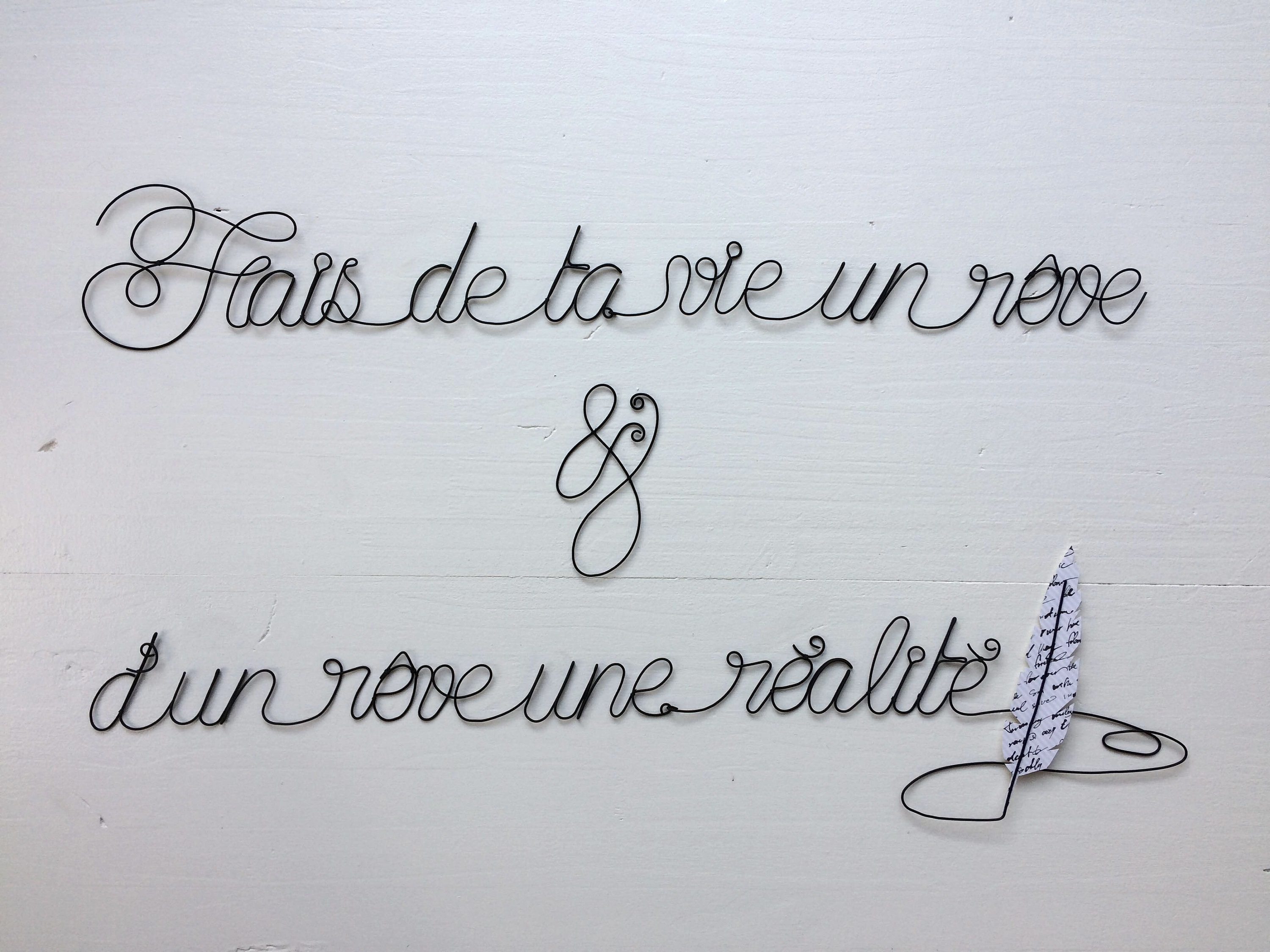 Phrase Murale en Fil de Fer, Fais Ta Vie Un Rêve, Phrase Citation Décoration Sculpture