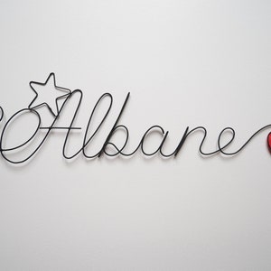 Customizable wire first name, wall decoration for child's room, door plaque, birth gift, first name door plaque