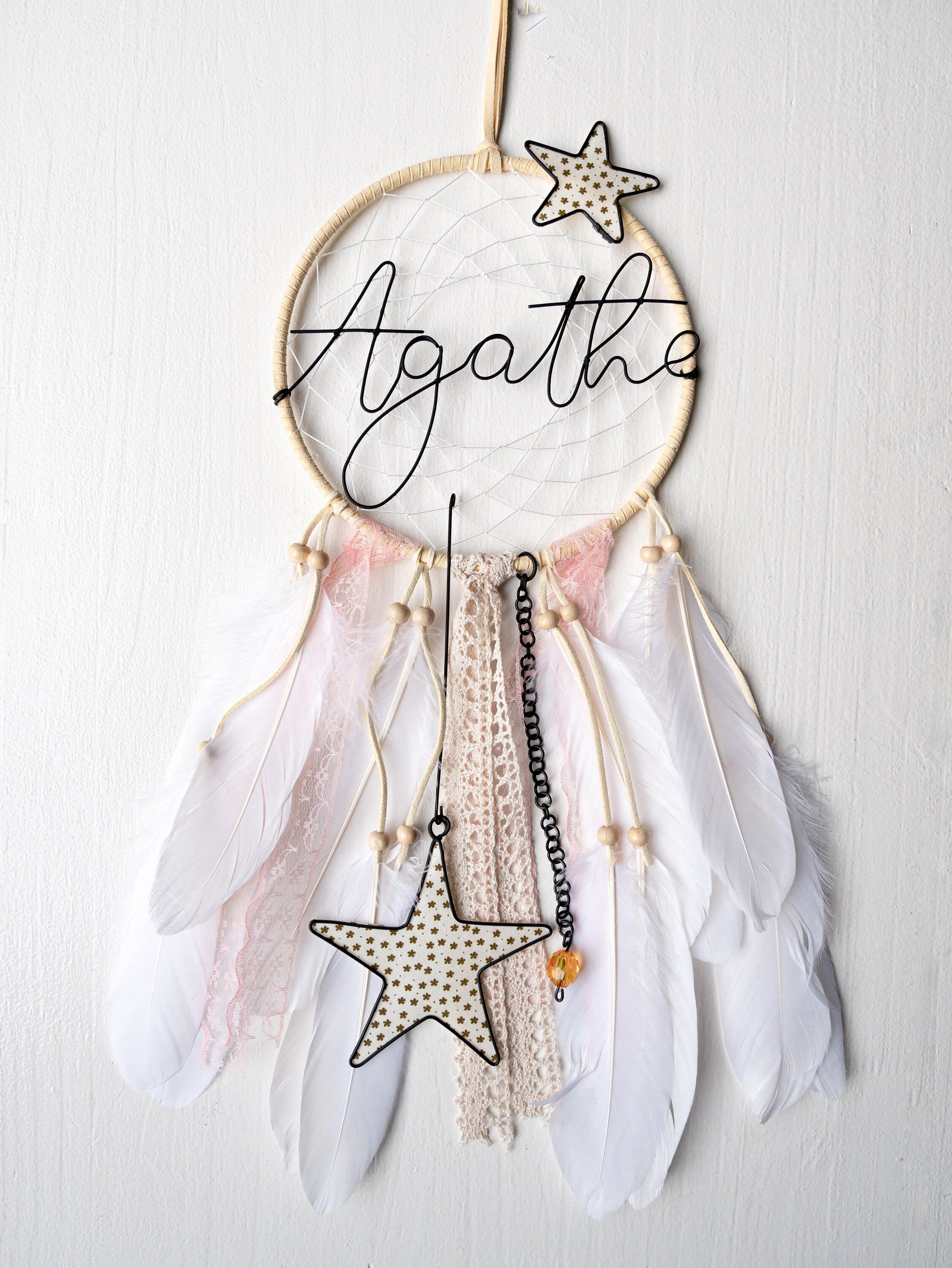 Attrape Rêve Prénom, Prénom Fil de Fer Recuit, Personnalisable, Décoration Chambre, Cadeau Naissance