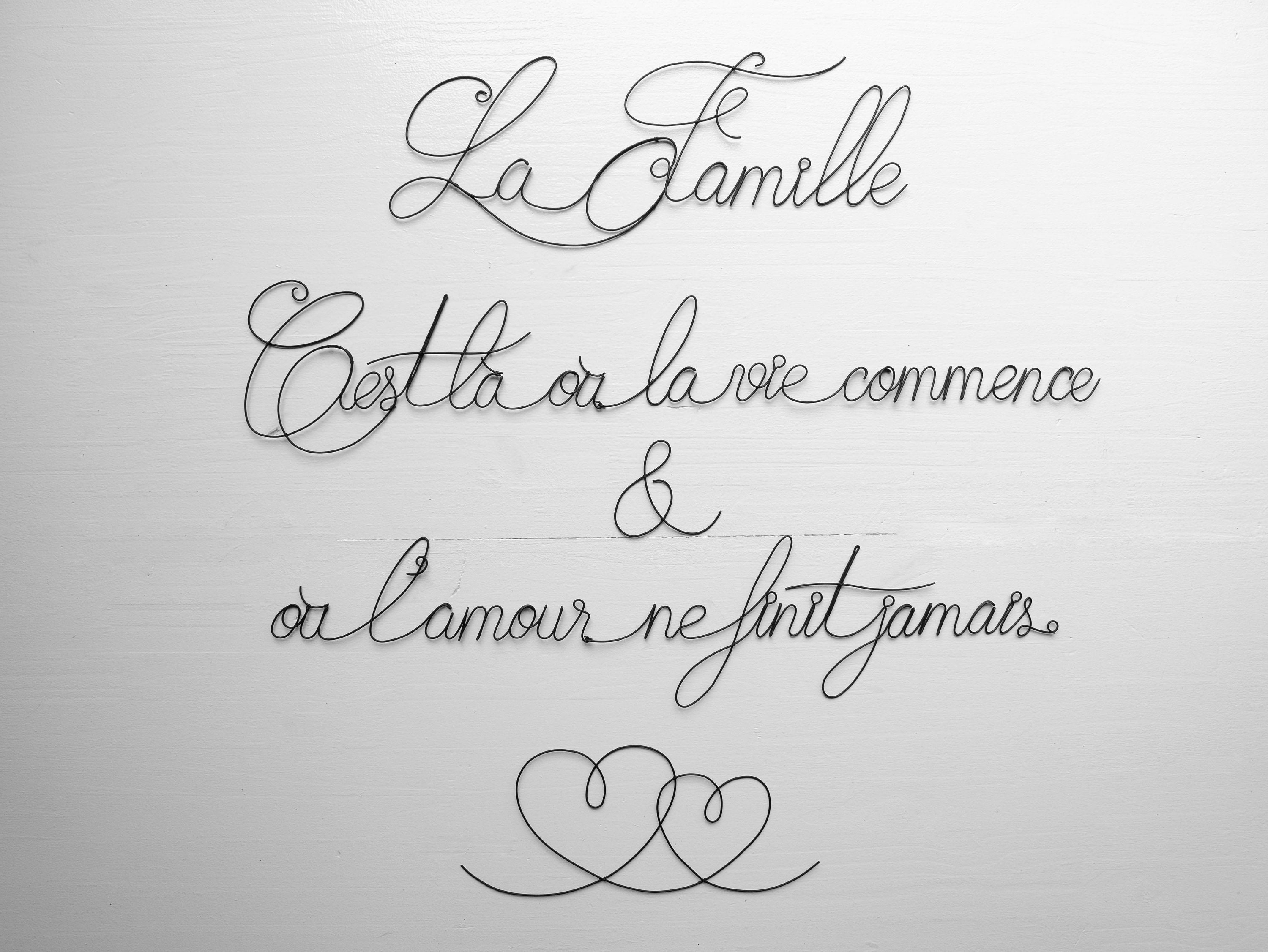 Citation Murale en Fil de Fer Recuit Le Bonheur, Phrase Famille, Sticker Mural, Plaque Porte, Décora