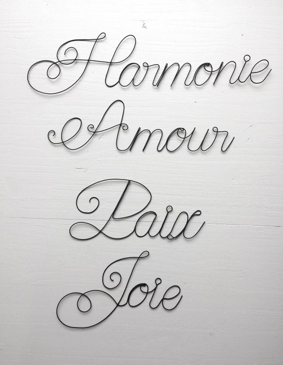 Lot De 4 Mots Fil De Fer Amour Harmonie Paix Et Joie Etsy