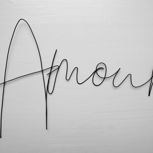 Palabra amor en alambre, decoración de pared de palabras, cita de escritura de frase de mensaje, placa de puerta, regalo, amor, tipografía manuscrita