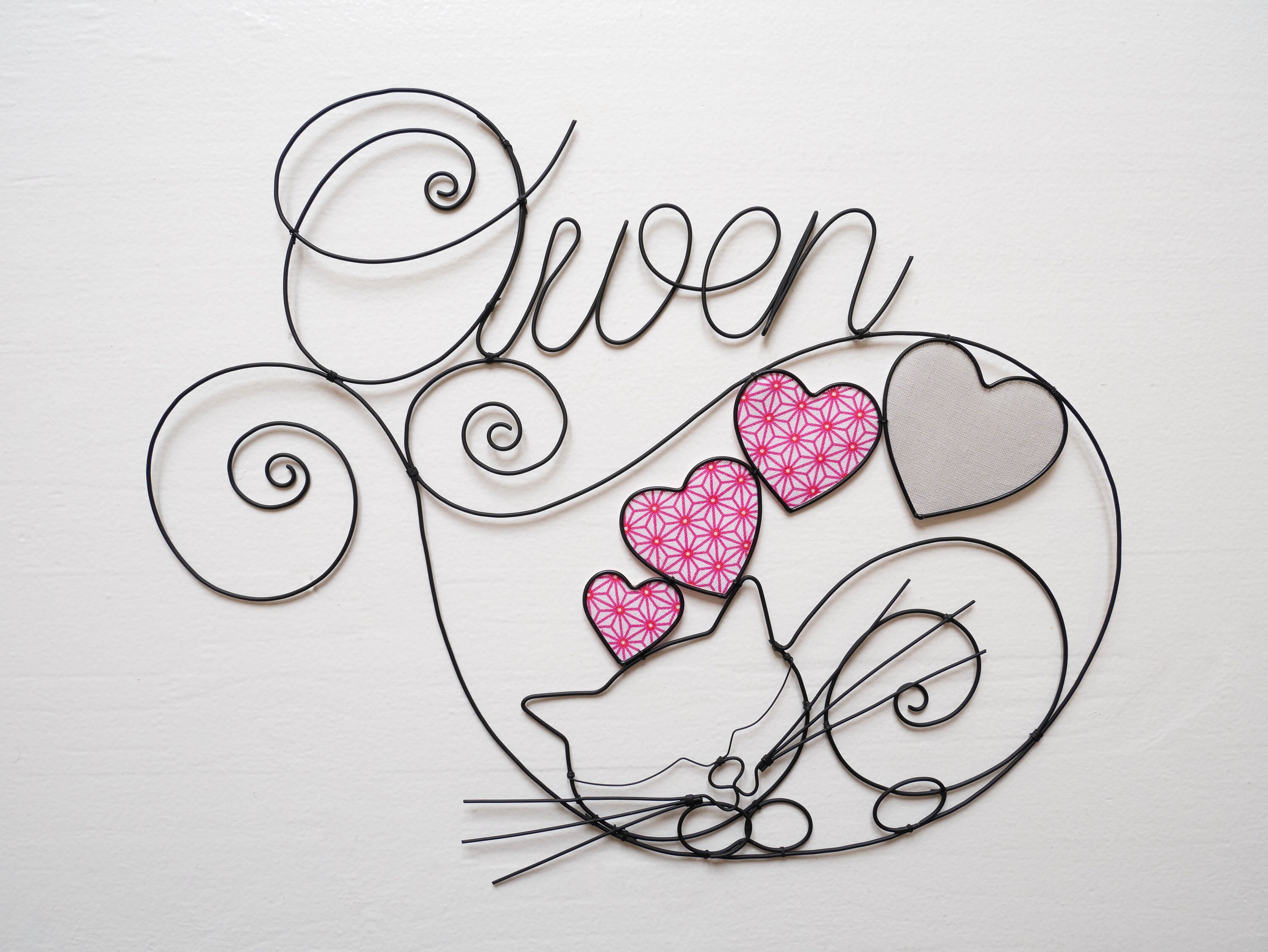 Prénom Fil de Fer, Prénom Personnalisable, Chat en Fer Recuit, Décoration Chambre d'enfant, Cadeau N