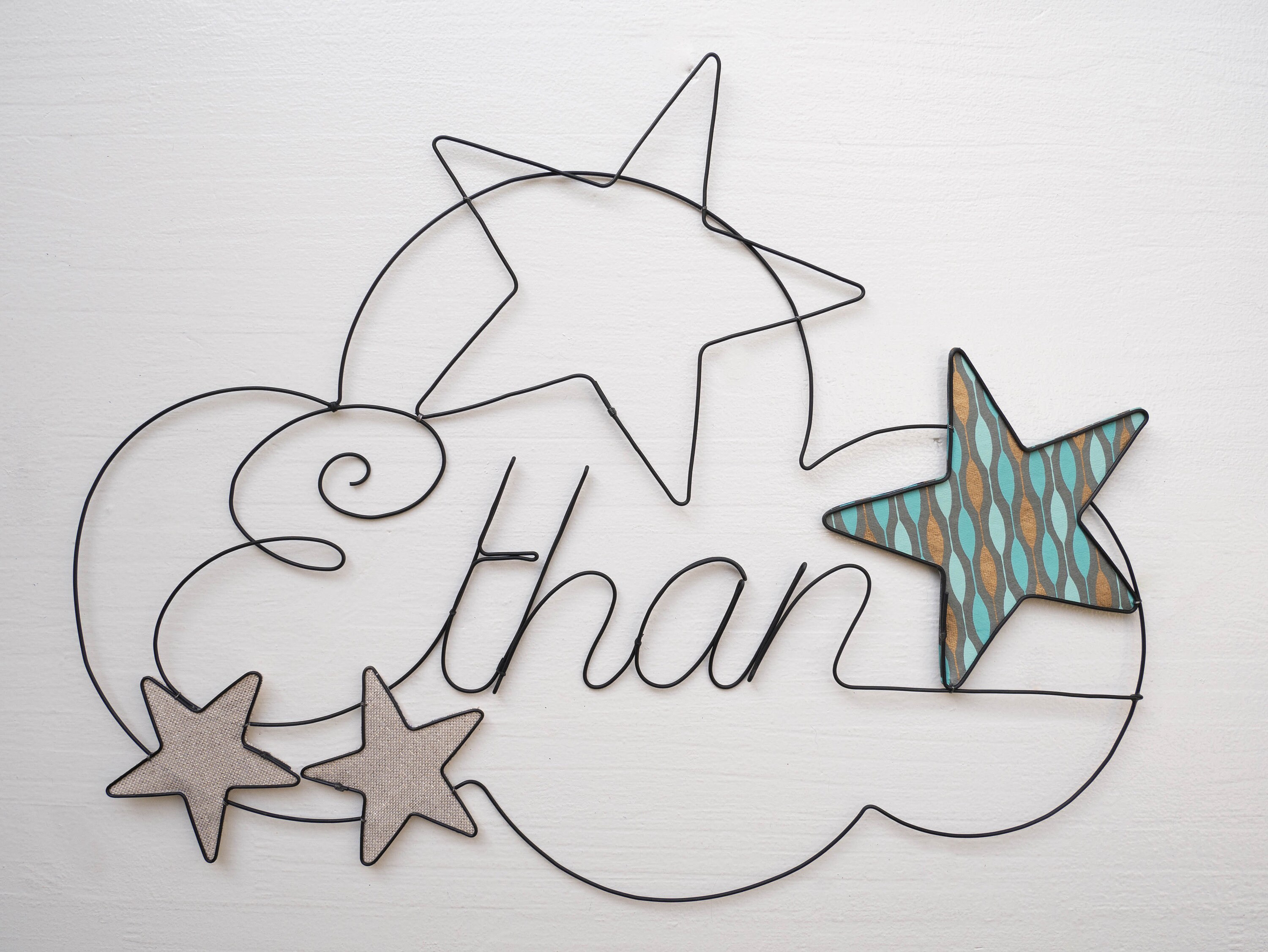 Prénom Nuage Personnalisable en Fil de Fer, Décoration Chambre d'enfant, Sticker Murale, Cadeau Nais