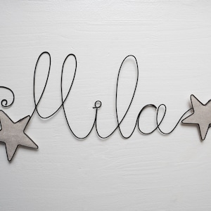 First name customizable wire with stars, first name annealed wire, wall decoration for child&#39;s room, first name door plaque