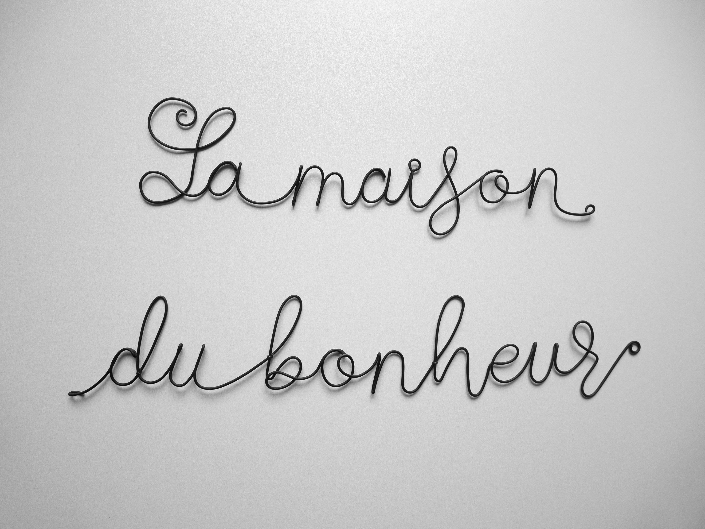 Phrase Fil de Fer, La Maison Du Bonheur, Phrase Citation Fer Décoration Murale, Cadeau Personnalisab