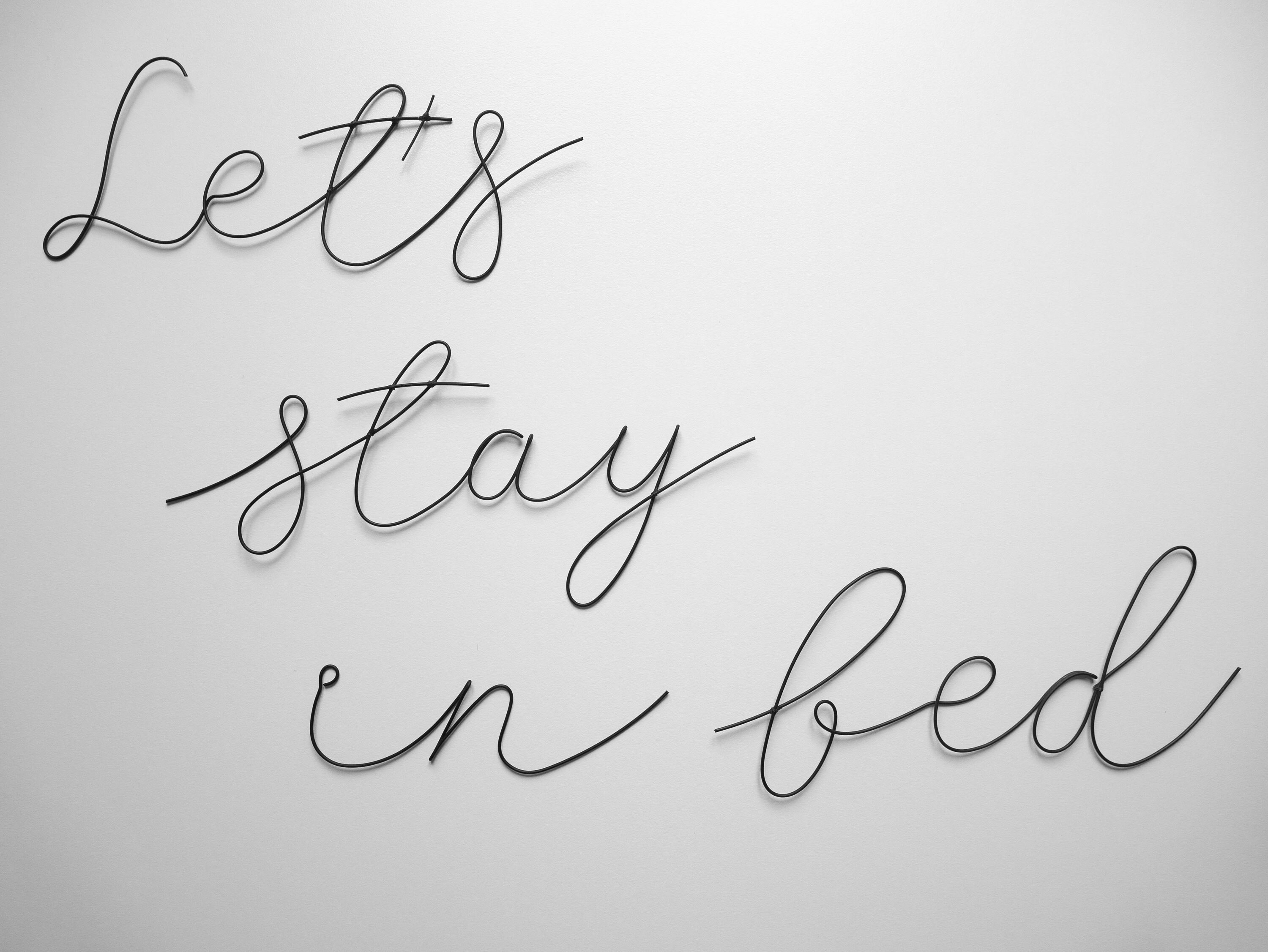 Phrase Fil de Fer Recuit Let's Stay in Bed, Mot en Recuit, Écriture Déco Chambre, Citation Recuit