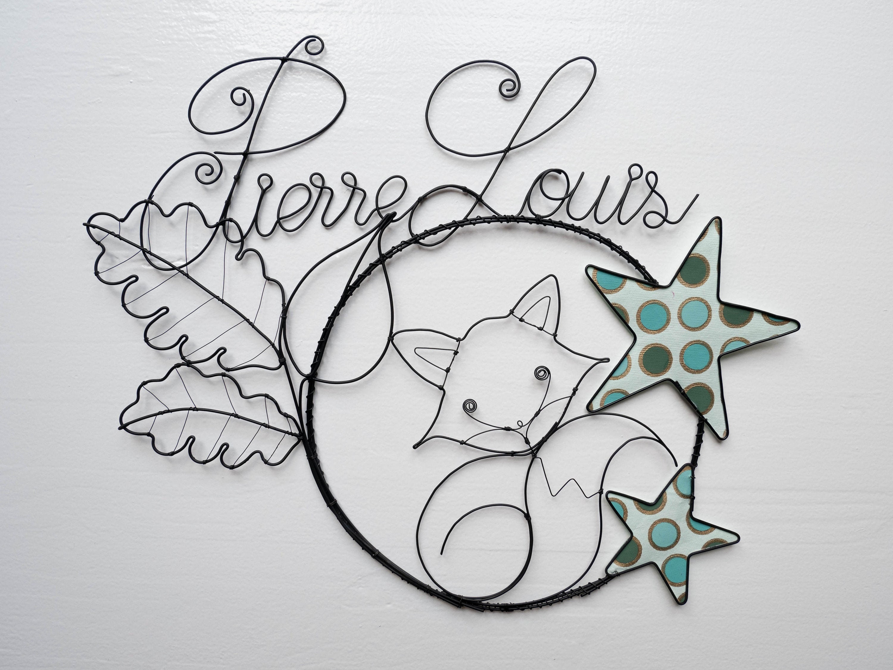 Prénom Fil de Fer Personnalisable, Prénom Recuit, avec Renard, Feuille Métal, Thème Automne, Cadeau