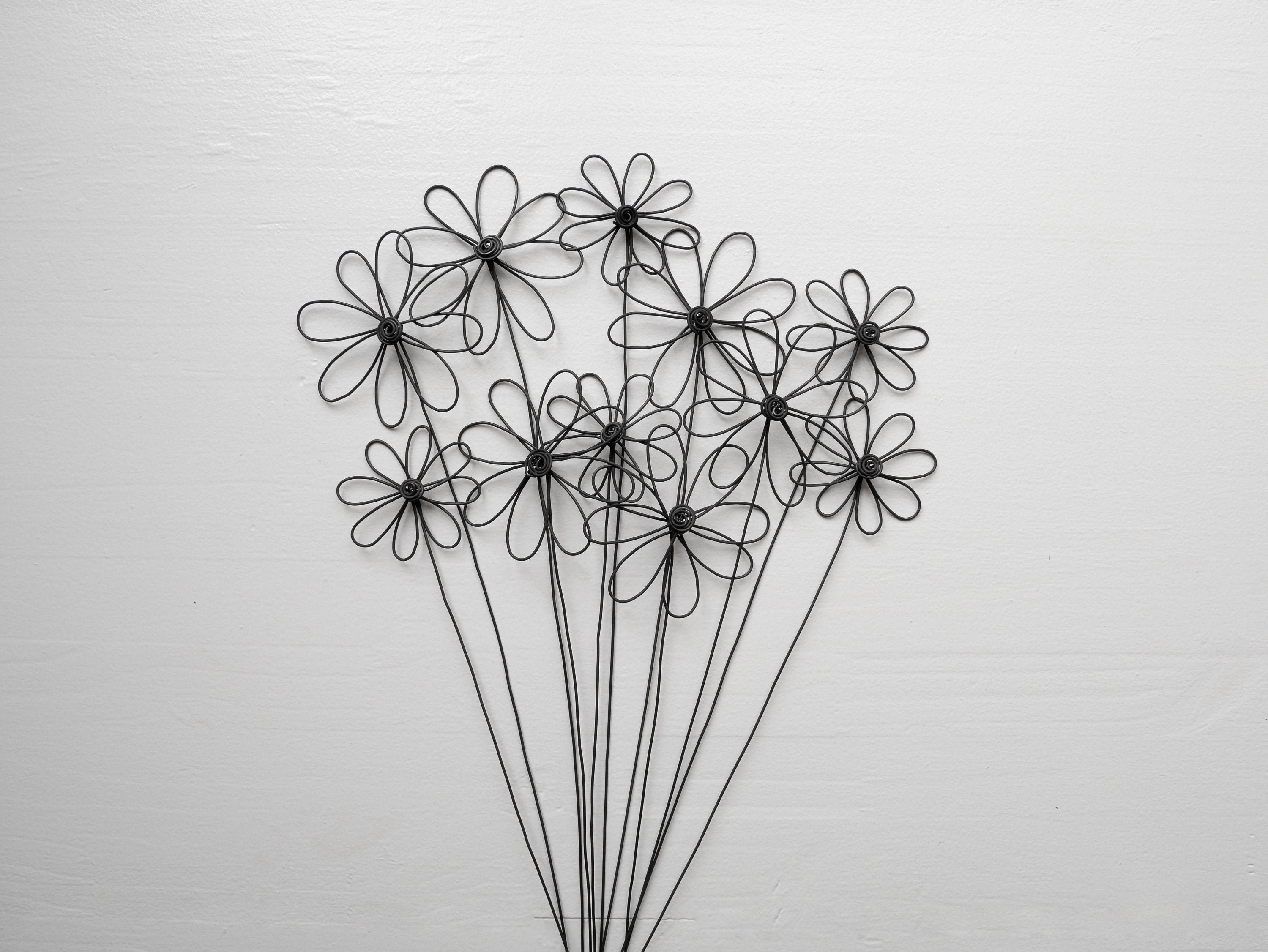 Bouquet de 11 Fleurs en Fil Fer Recuit, Marguerite, Décoration Séchées, Vase Floral , Déco Bohème Na