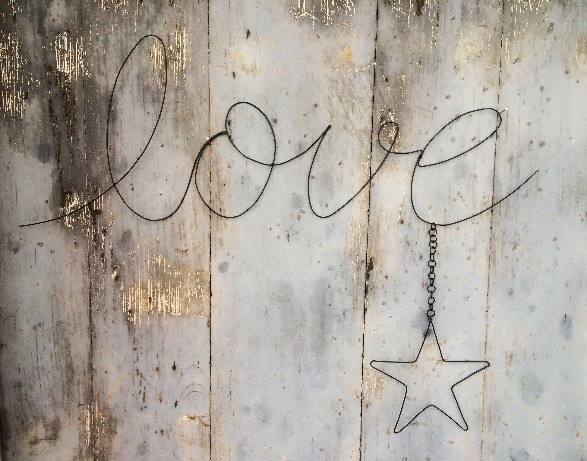 Love Mot en Fil de Fer, Message Phrase Décoration Murale Fer Prénom, Saint Valentin, Étoile Fer