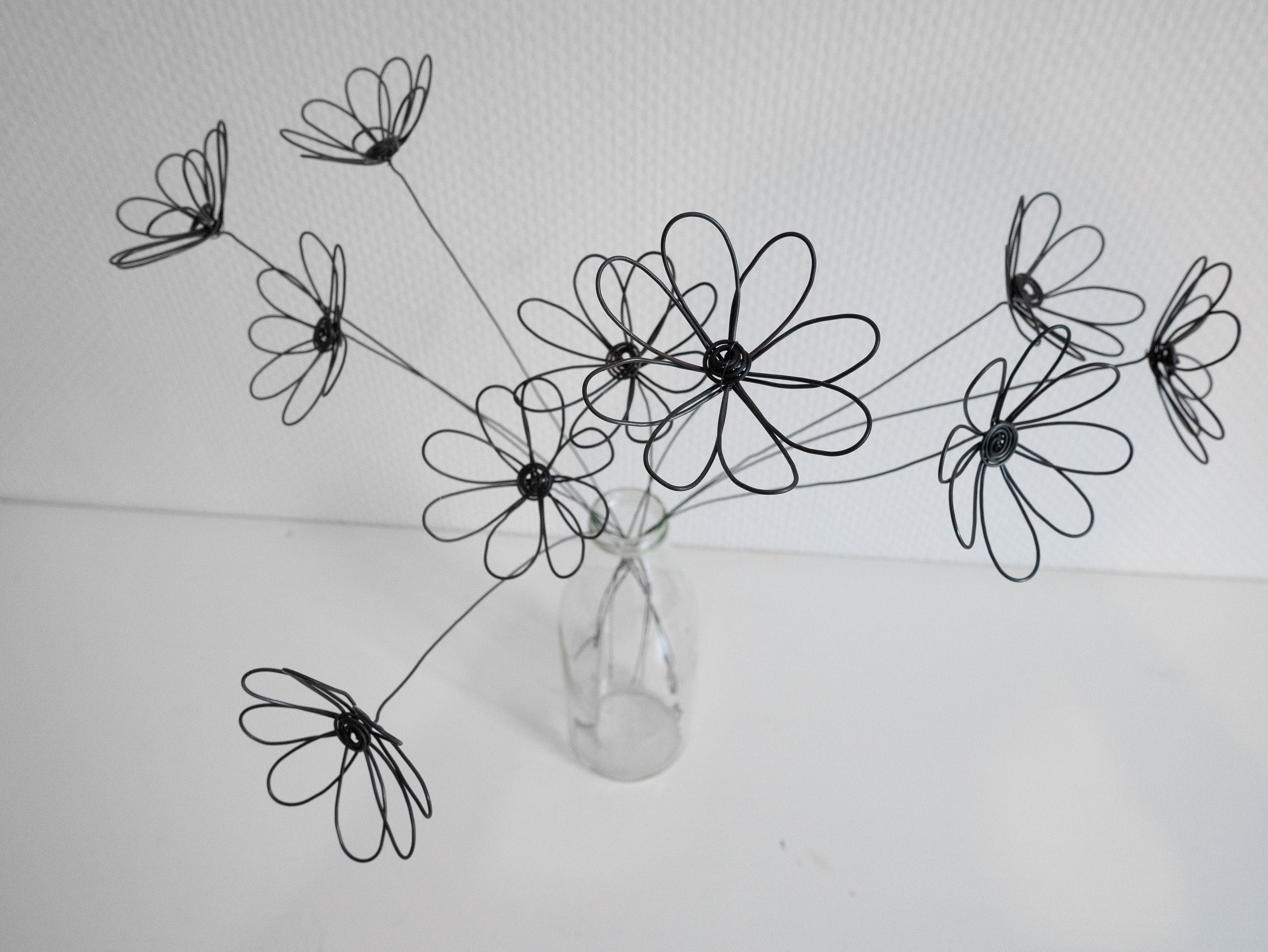 Bouquet 12 Flowers 3D Annealed Wire, Artificial Flower, Floral Decoration,  Deco Boho Nature, Poppy, Master Gift 