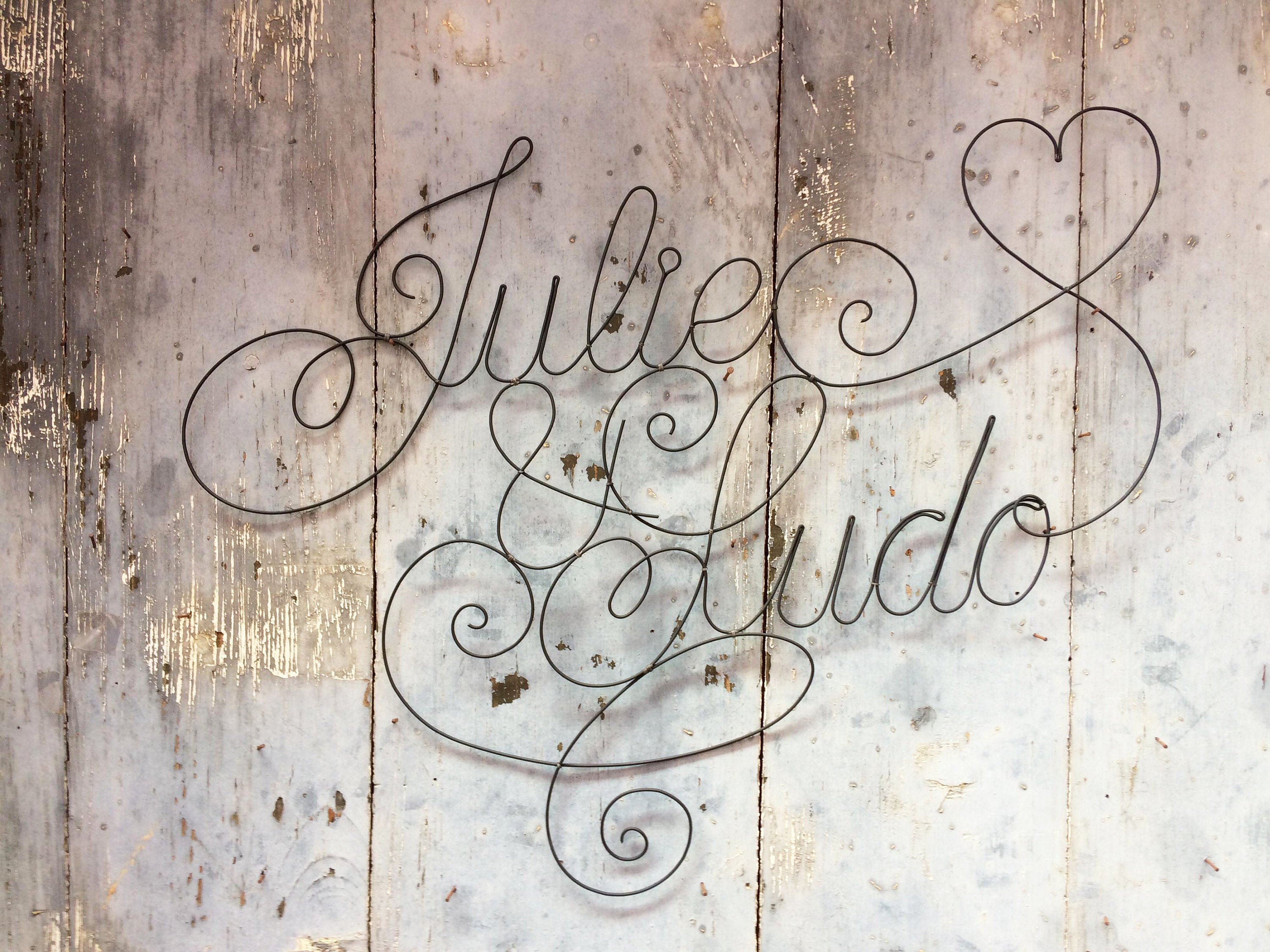 Prénom Personnalisable en Fil de Fer Recuit, Déco Mariage, Duo Prénom Jumeaux, Décoration Murale, Éc