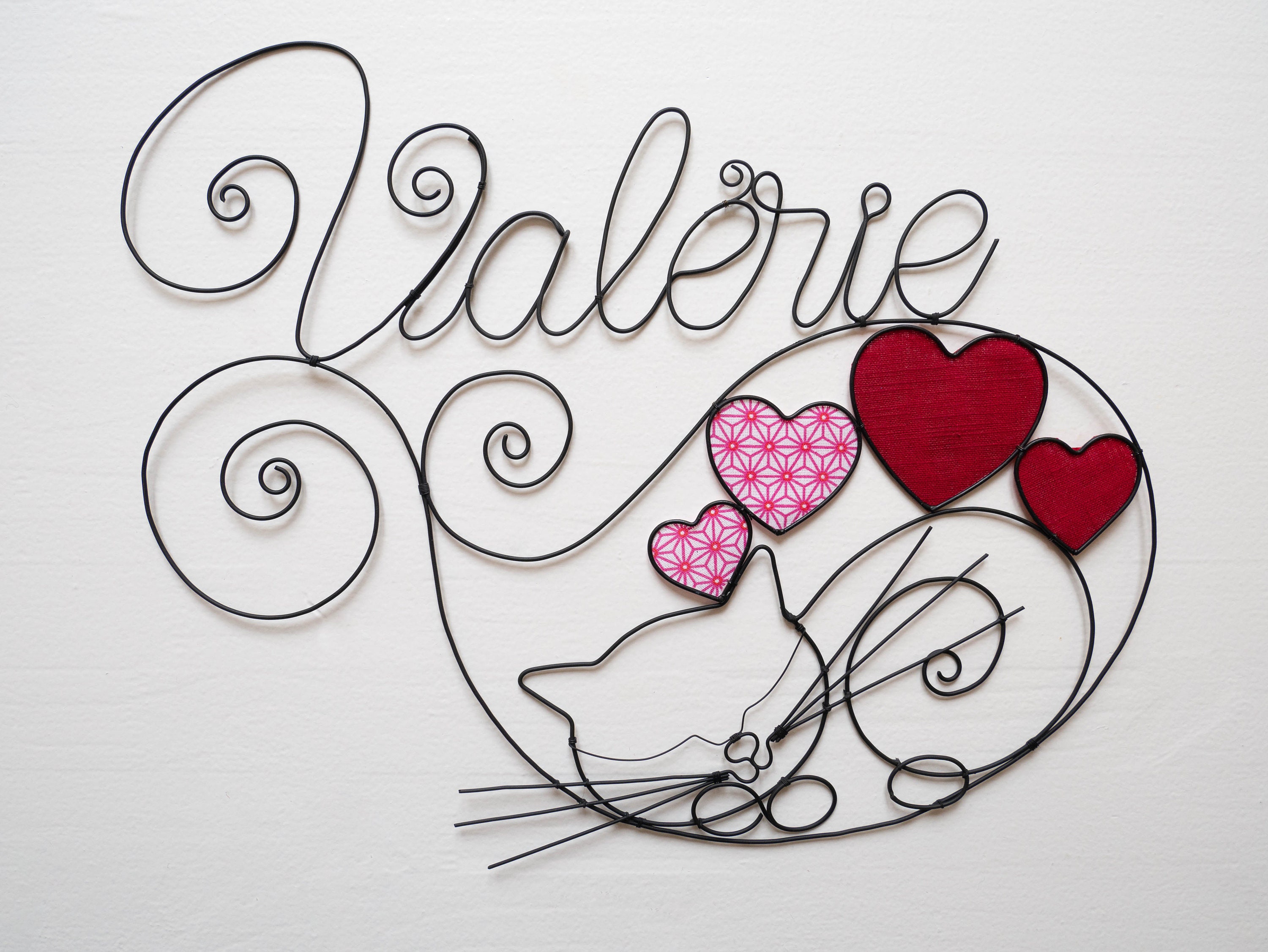 Prénom Fil de Fer, Prénom Personnalisable, Déco Chat, Décoration Chambre d'enfant, Idée Cadeau Naiss