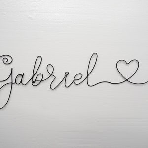 First name annealed wire, customizable first name, Gabriel with heart, child's first name, wall decoration, child's room, door plaque