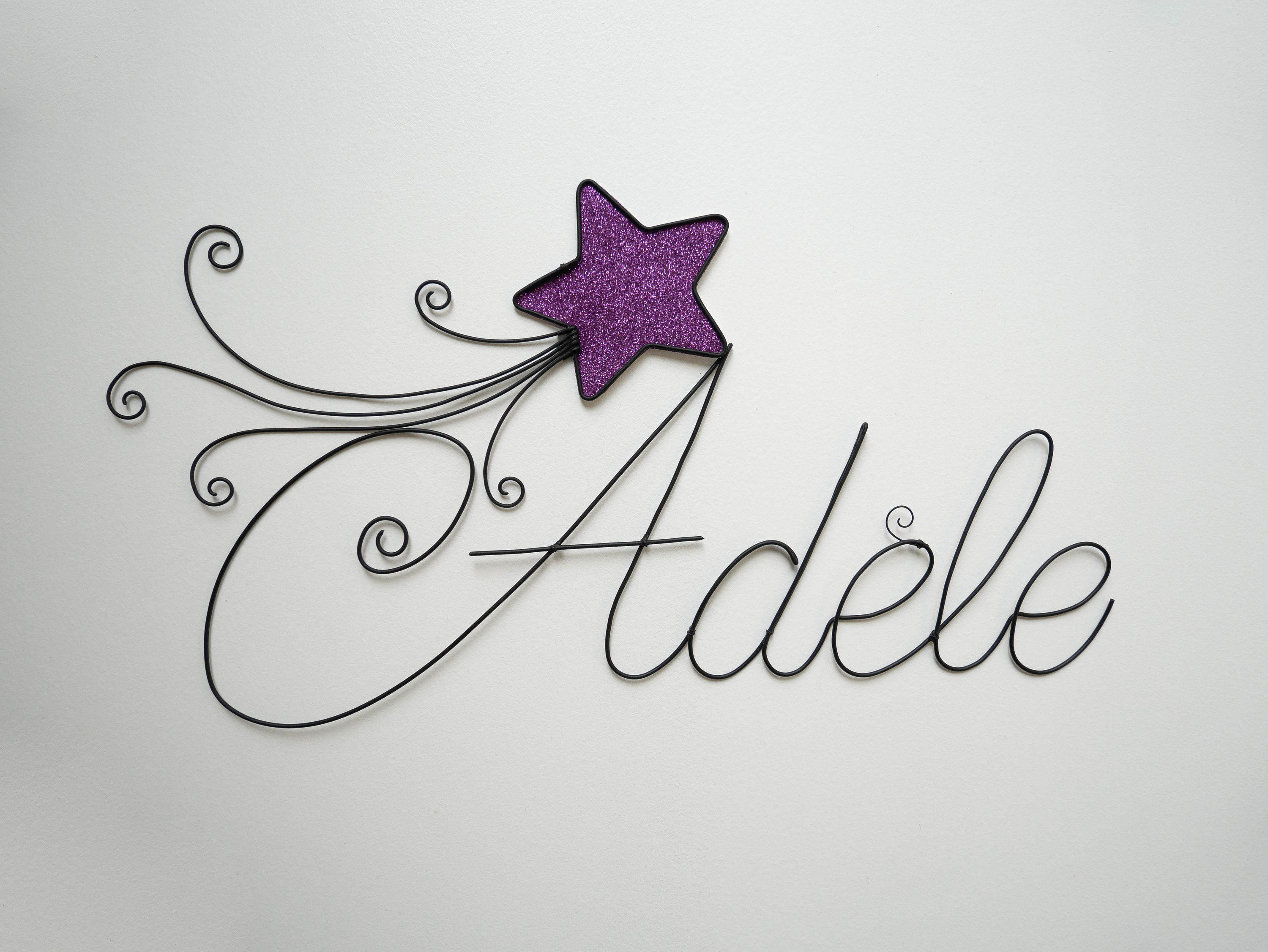 Prénom Fil de Fer, Prénom Personnalisable avec Étoile Filante, Décoration Murale Pour Chambre d'enfa