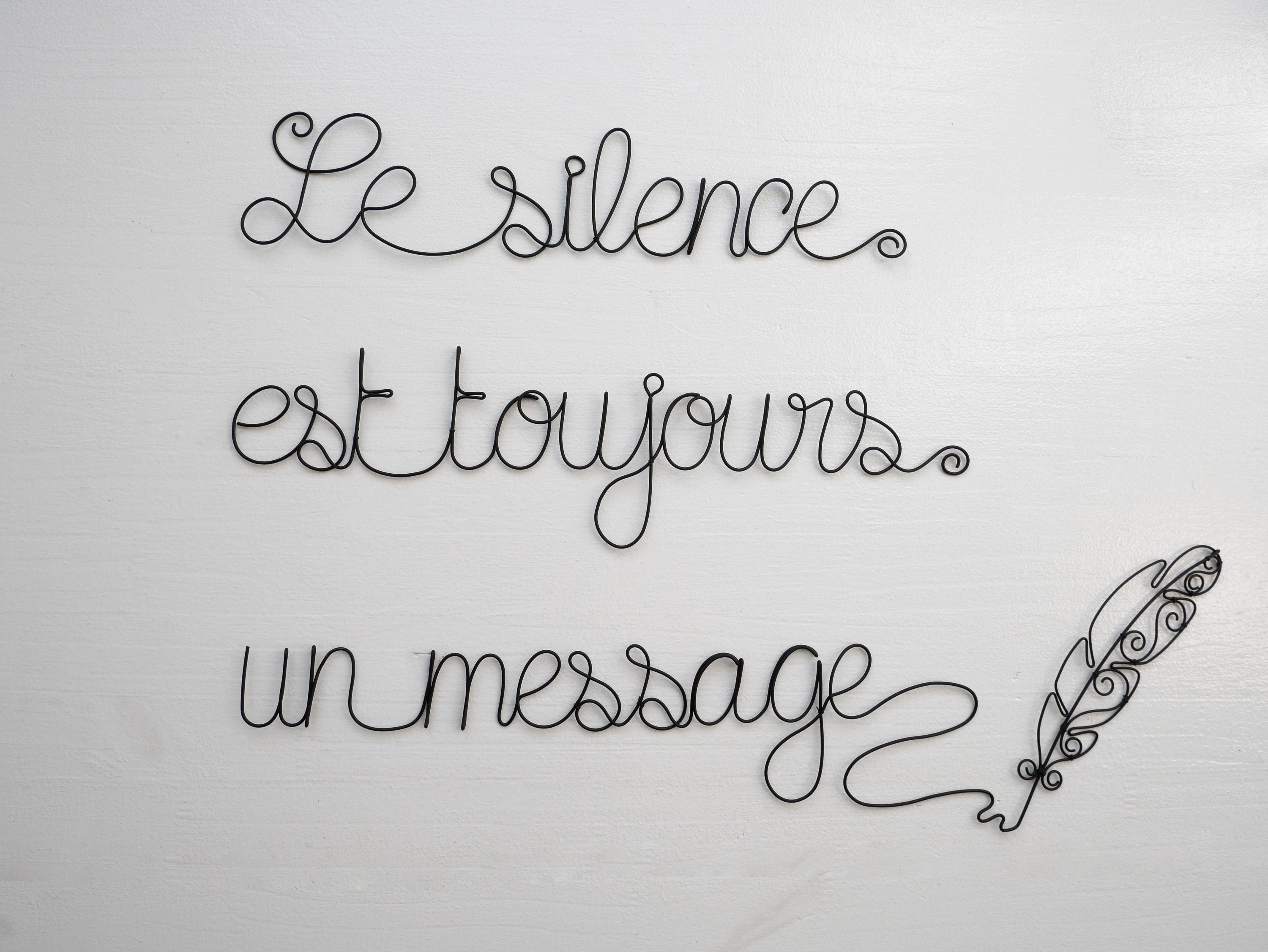 Phrase en Fil de Fer Recuit, Citation Fer, Décoration Murale Maison, Plaque Porte, Déco Plume, Messa