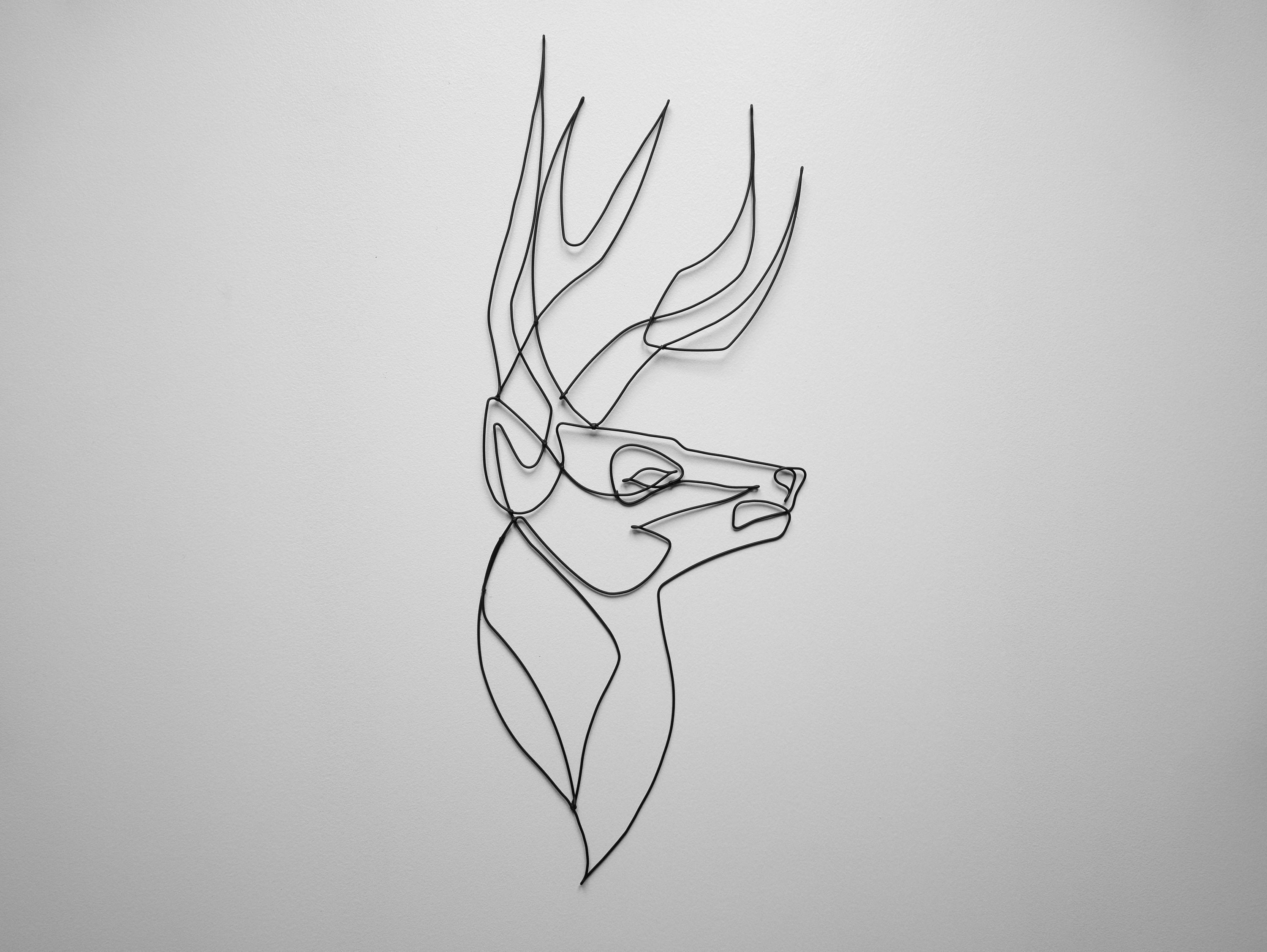 Cerf en Métal, Cerf Fil de Fer Décoration Murale, Déco Maison, Oiseau Phrase Fer, Animal Personnalis