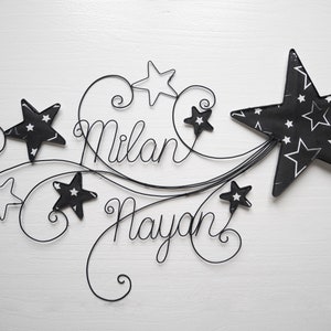 First name wire, customizable name with shooting star, annealed wire, wall decoration double name, first name door plate
