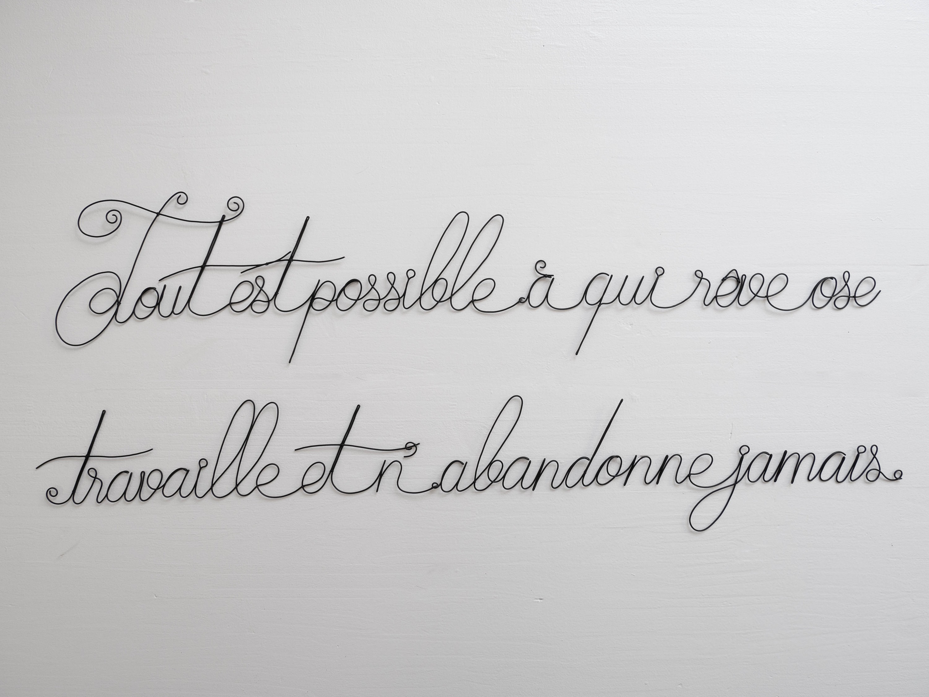 Phrase en fil de fer recuit, citation en fil de fer, décoration murale maison, message en fil de fer recuit, phrase suivez vos rêves, déco main image 1