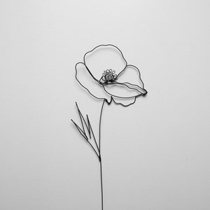 Annealed Wire Poppy Flower, Floral Wall Decor, Boho Nature Decor, Handmade Metallic Flower Bouquet, Mom Gift