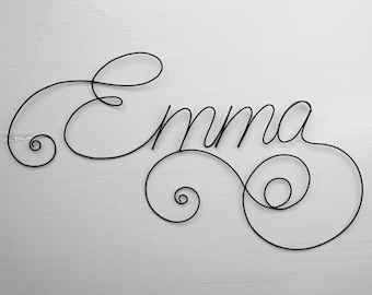 Prénom fil de fer personnalisable, prénom Emma, prénom bébé enfant, décoration murale chambre bébé, plaque de porte, idée cadeau naissance