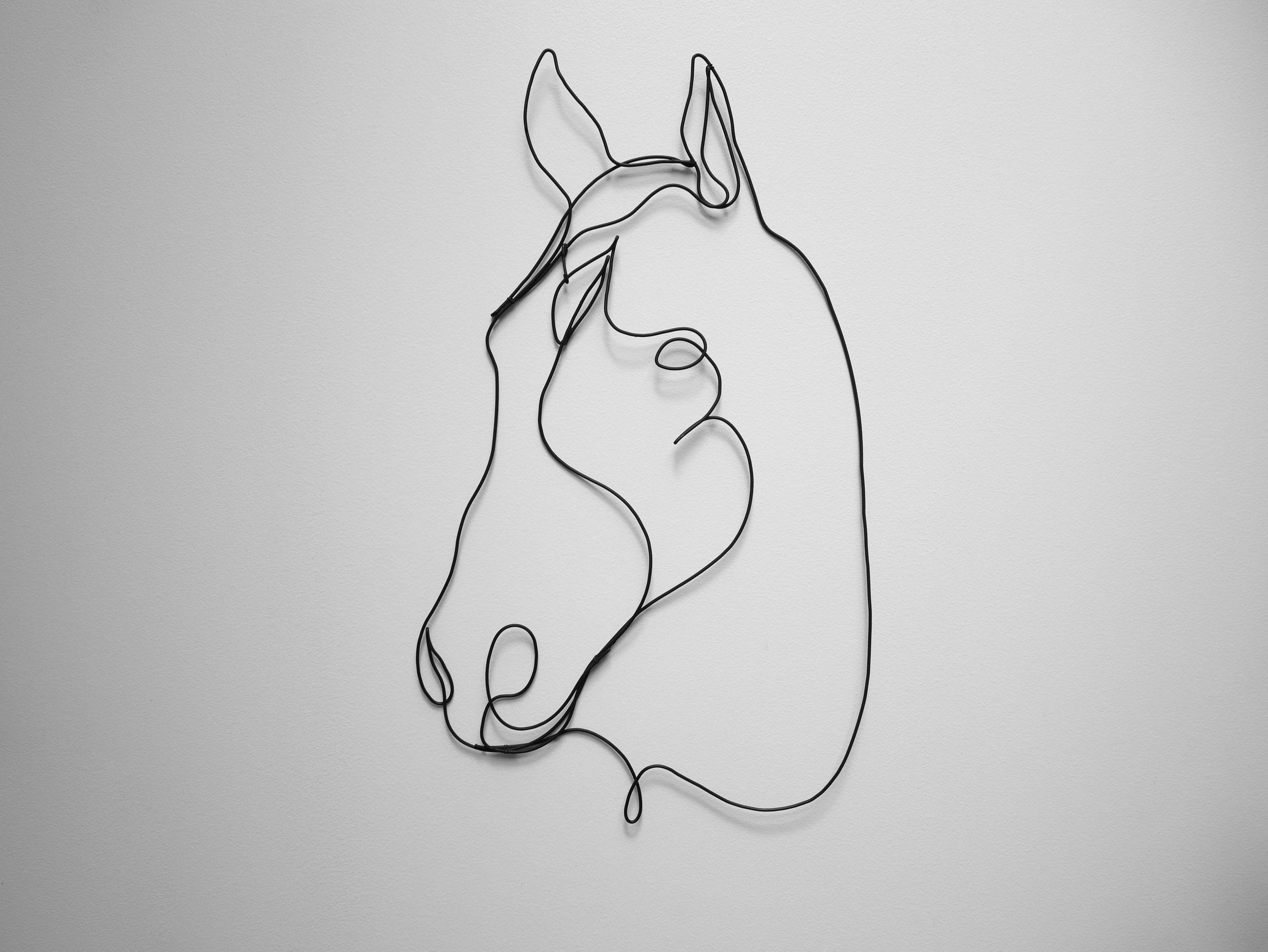 Metal horse head, wire horse wall decoration, house decoration, wall