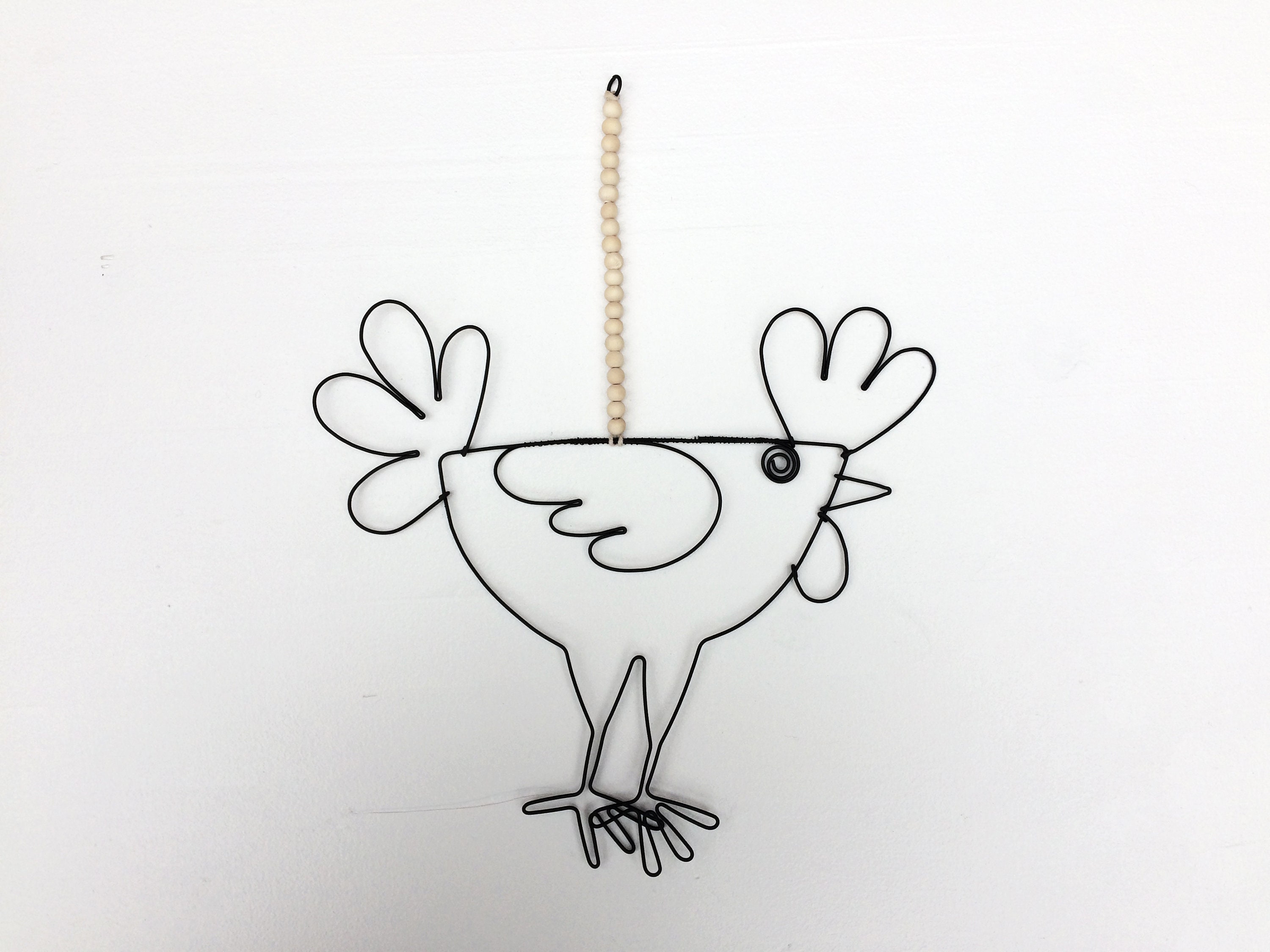 Coq Poule Décorative à Suspendre, Décoration Murale en Fil de Fer Recuit, Tissu, Cadeau d'intérieur,