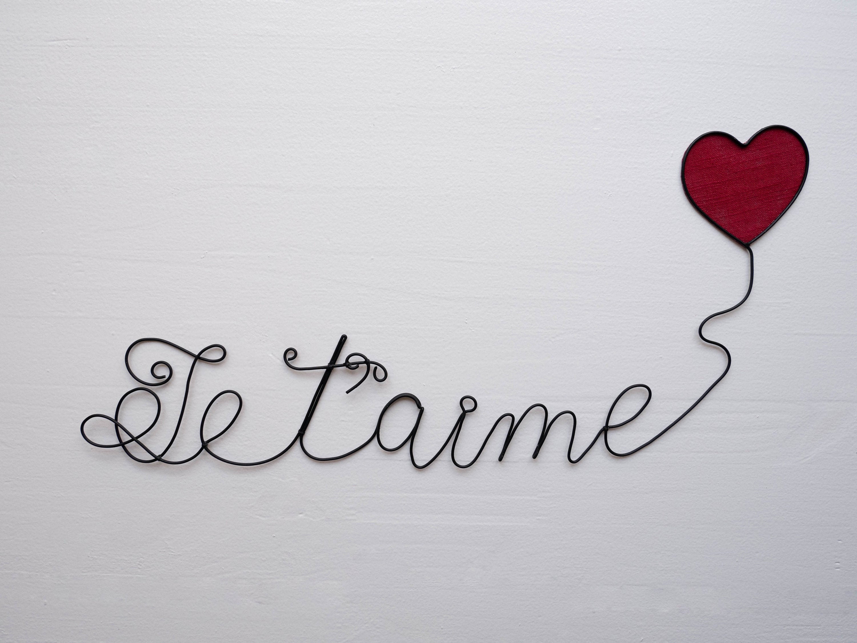 Mot en Fil de Fer, Amour, Je T'aime, Décoration Murale Salon, Phrase Citation, Sculpture Amour Coupl