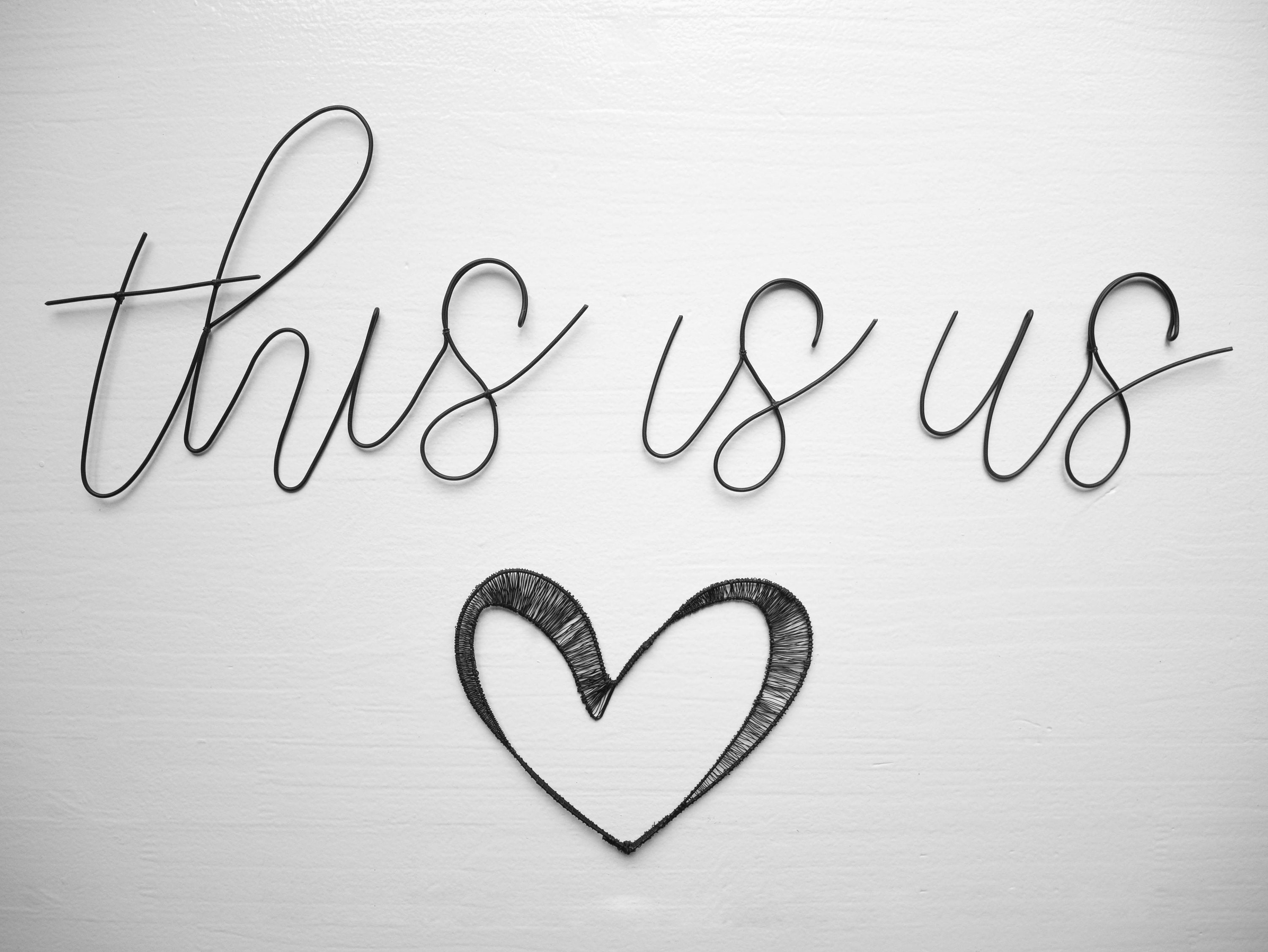 Citation en Véritable Fil de Fer Recuit, This Is Us, Citation Famille, Amour, Décoration Murale Mais