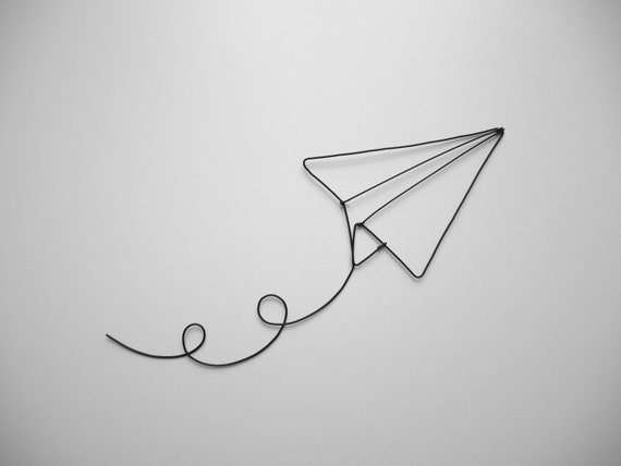 Airplane Paper Origami Wire Paper Airplane Type Metal Wall Etsy