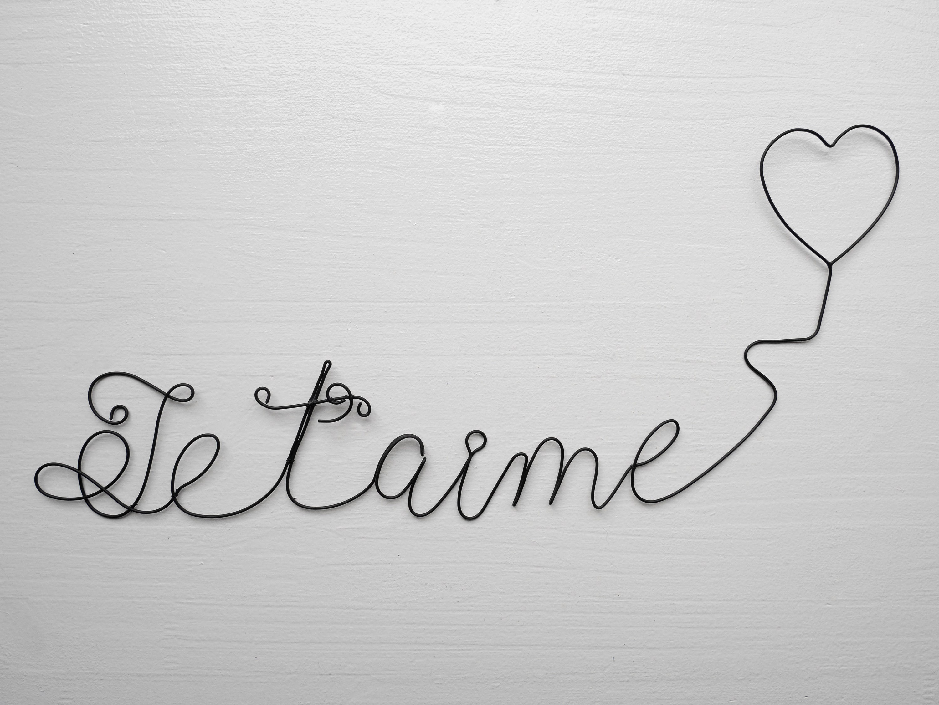 Mot en Fil de Fer, Je T'aime, Message Phrase Murale, Écriture, Citation, Décoration Plaque Porte, Am