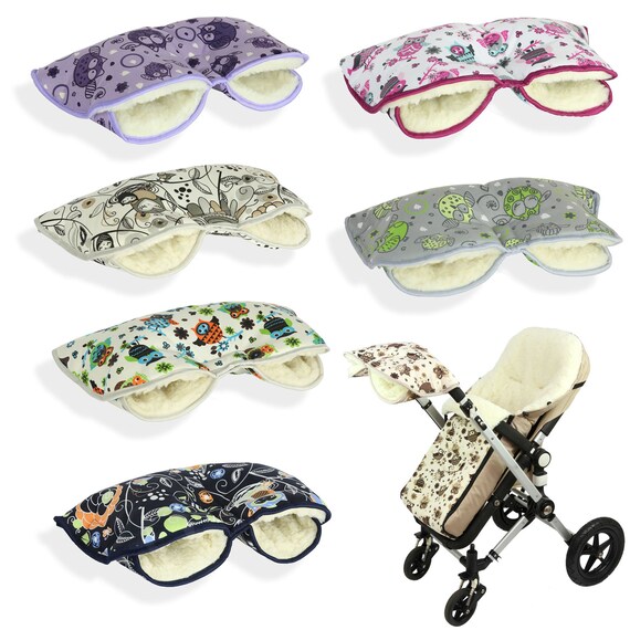 Pram Buggy Hand Warmer Muff Handmuff Sheep Wool Owl UK