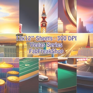 Carta scrapbook 12x12", tema Las Vegas, download digitale JPG, clipart artigianale