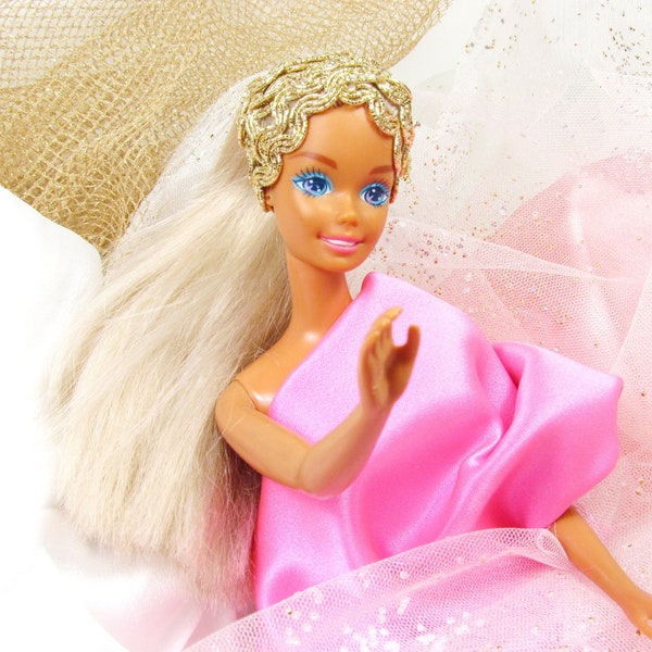 Barbie Grab bag! Bundle of pink fabrics and accessories for making Barbie's clothes.