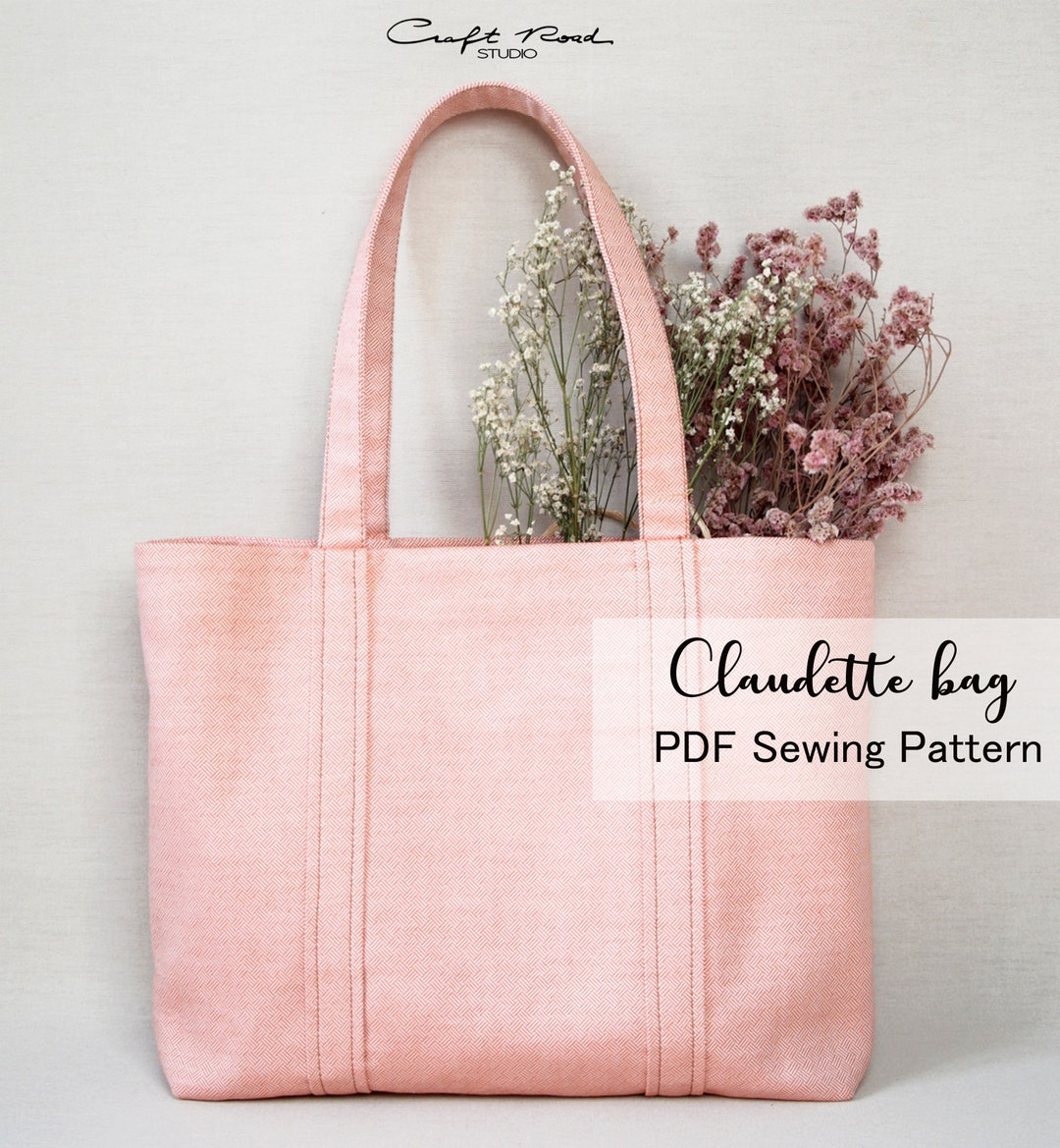 Tote Bag With Pockets Sewing Pattern PDF Large Tote Bag Pattern Sewing