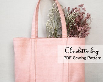 Tote Bag With Pockets Sewing Pattern PDF Large Tote Bag Pattern Sewing Tutorial