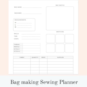 Digitale tas naaiplanner PDF-blad Creatief tasproject