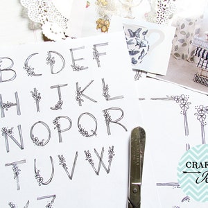 Decorative Floral Alphabet Printable PDF Frames And Letters For Journaling Scrapbooking Romantic Style Letters