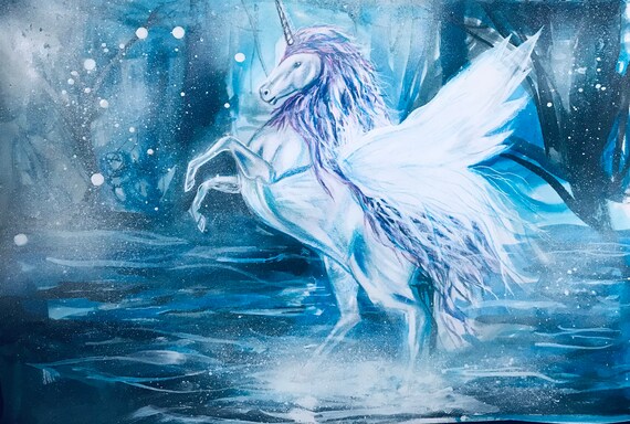 Pegasus Unicorn Standing in Water. - Etsy