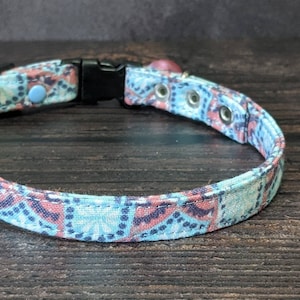 Pink & Blue Cat Collar | Break-Away Clasp | Bell | Fabric Collar | Pink Cat Collar | Gift for Cat Lover | Cute Cat Collar | Girl Cat Collar