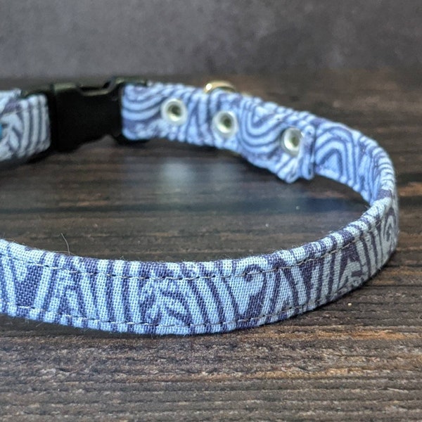 Blue Cat Collar | Break-Away Clasp | Bell | Fabric Collar | Swirl Cat Collar | Paisley Cat Collar | Gift for Cat Lover | Periwinkle Collar