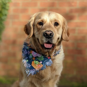 Farmers Market Dog Bandana Fringe Bicycle Vegetable Flower Slide On Bandana Tie On Bandanna Gift for Dog Lover Dog Accessory 画像 1