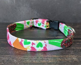 Cupcake Dog Collar | Adjustable | Martingale Option | Fabric Collar | Treat Collar | Sweets Collar | Pink Dog Collar | Gift for Dog Lover