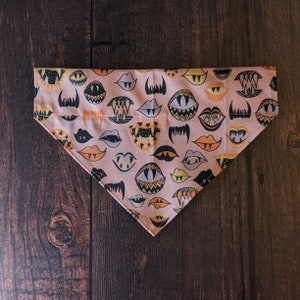 Vampire Fangs Dog Bandana. Creepy sharp teeth on fabric. Gift for Dog Lover. Halloween Spooky Scary Creatures Grinning Biting Bite. USA Made