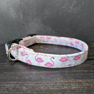 Flamingo Dog Collar | Adjustable | Martingale Option | Fabric Collar | Pink Dog Collar | Gift for Dog Lover | Beach | Tropical | Island | US