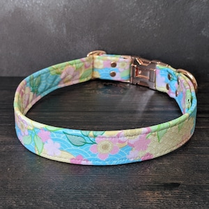 Sakura Dog Collar | Floral Dog Collar | Blossoms Dog Collar | Pastel Japan | Adjustable | Martingale | Fabric Collar | Gift for Dog Lover