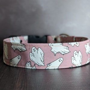 Glow in the Dark Ghosts Dog Collar | Halloween Dog Collar | Haunted Dog Collar | Martingale Option | Fabric Collar | Gift for Dog Lover USA